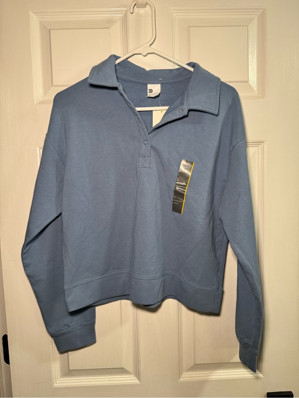 All in Motion Modal French Terry Polo Sweatshirt Blue S NWT